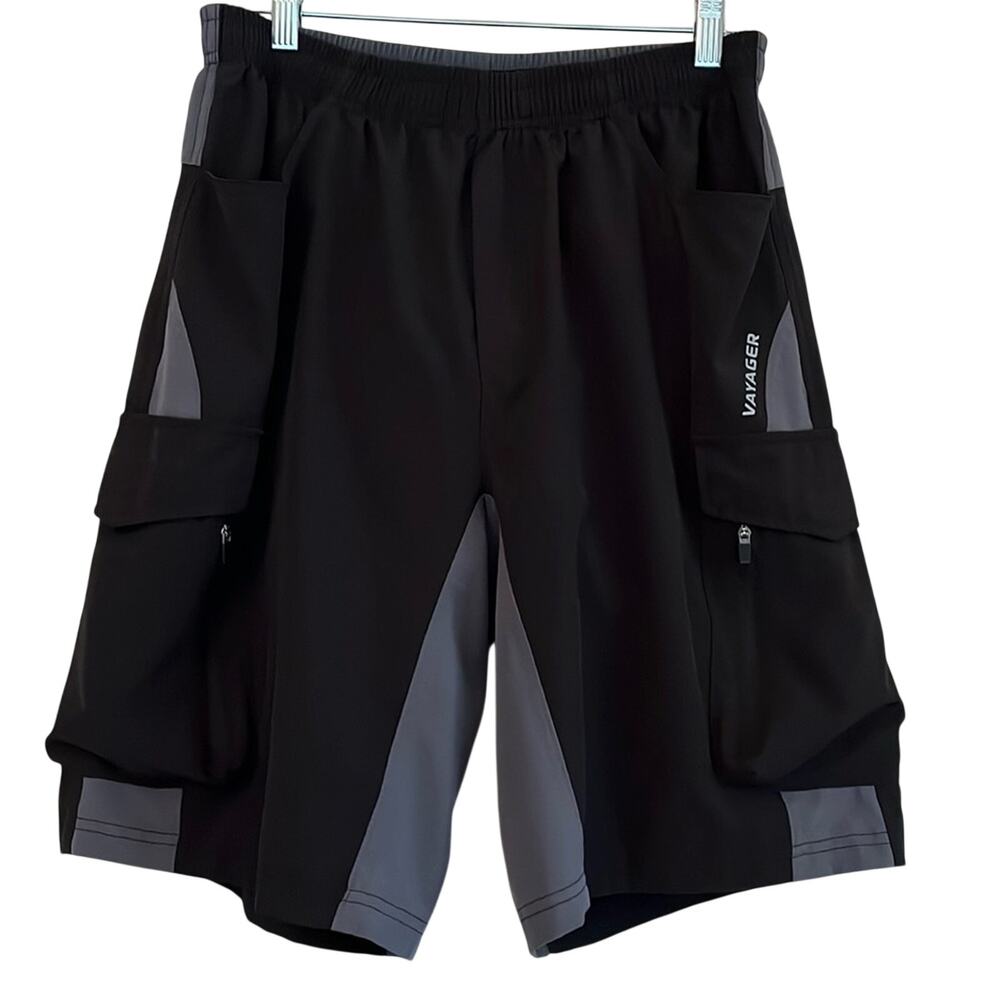 Vayager 3D Padded Biking Shorts Black Gray 6 Pockets Breathable Elastic Waist